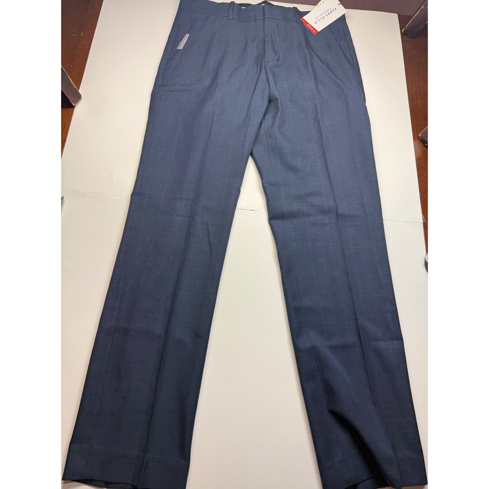 Perry Ellis Portfolio Mens Modern Fit Dress Pants 30x30 Blue Stretch Non Iron
